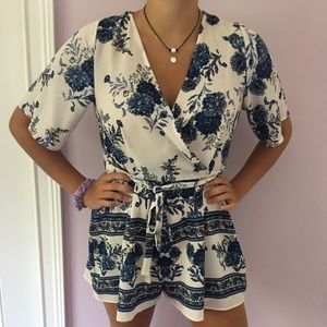 Blue Floral Romper (Large)